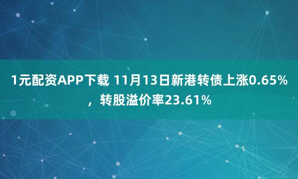 1元配资APP下载 11月13日新港转债上涨0.65%,转股溢价率23.61%