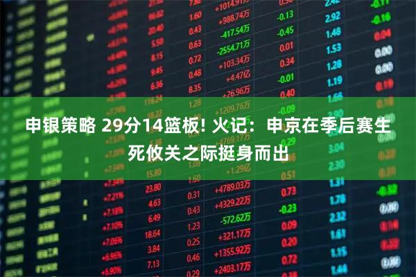 申银策略 29分14篮板! 火记：申京在季后赛生死攸关之际挺身而出